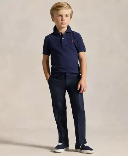 Toddler and Little Boys Cotton Mesh Polo Shirt-Refined Navy - 2