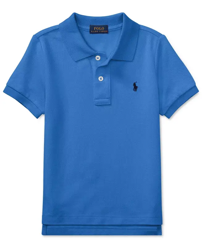Toddler and Little Boys Cotton Mesh Polo Shirt-Scottsdale Blue - 1