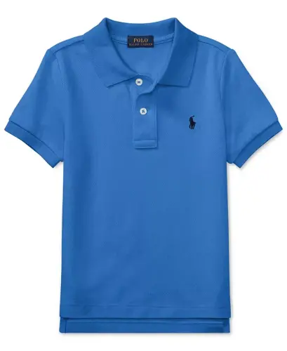 Toddler and Little Boys Cotton Mesh Polo Shirt-Scottsdale Blue 
