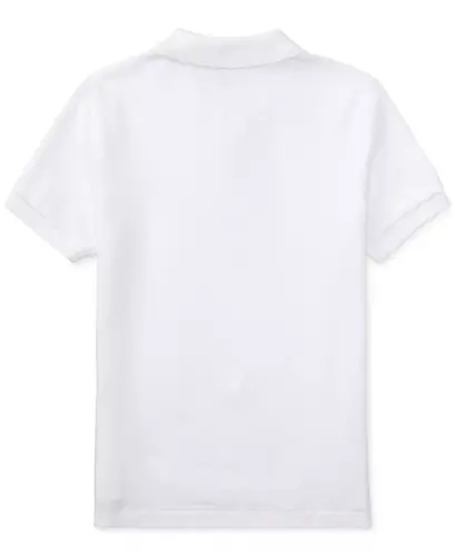 Toddler and Little Boys Cotton Mesh Polo Shirt-White - 5