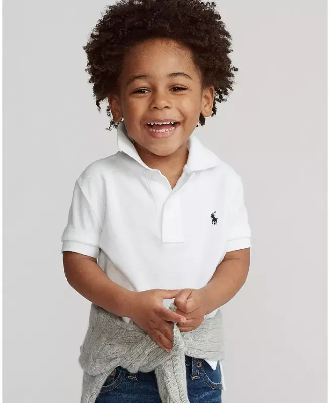 Toddler and Little Boys Cotton Mesh Polo Shirt-White - POLO RALPH LAUREN