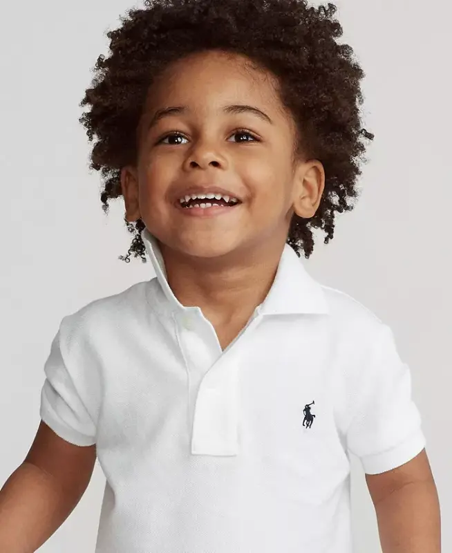 Toddler and Little Boys Cotton Mesh Polo Shirt-White - 3
