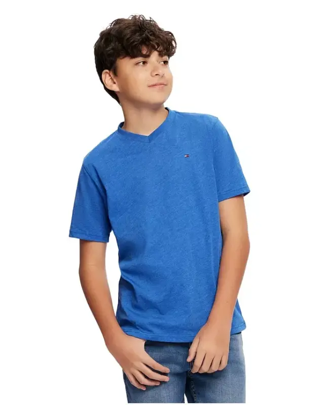 Toddler and Little Boys Embroidered Logo V-Neck Tee - TOMMY HILFIGER