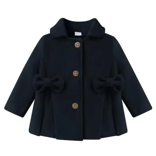 Toddler Baby Girl Coats Kids Thick Cloak Jacket Fall Winter Outwear Clothes | Toddler Pea Coat,Button Down Overcoat,Long Sleeve,Warm Outerwear,Solid Color,Bowknot,Baby Coat,3 Months-3T - 1