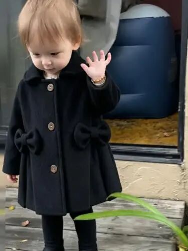Toddler Baby Girl Coats Kids Thick Cloak Jacket Fall Winter Outwear Clothes | Toddler Pea Coat,Button Down Overcoat,Long Sleeve,Warm Outerwear,Solid Color,Bowknot,Baby Coat,3 Months-3T - JEELLIGULAR (1)
