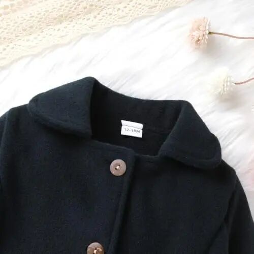 Toddler Baby Girl Coats Kids Thick Cloak Jacket Fall Winter Outwear Clothes | Toddler Pea Coat,Button Down Overcoat,Long Sleeve,Warm Outerwear,Solid Color,Bowknot,Baby Coat,3 Months-3T - 4