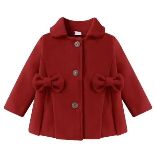 Toddler Baby Girl Coats Kids Thick Cloak Jacket Fall Winter Outwear Clothes | Toddler Pea Coat,Button Down Overcoat,Long Sleeve,Warm Outerwear,Solid Color,Bowknot,Baby Coat,3 Months-3T - Toddler