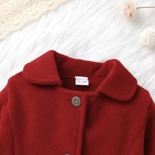 Toddler Baby Girl Coats Kids Thick Cloak Jacket Fall Winter Outwear Clothes | Toddler Pea Coat,Button Down Overcoat,Long Sleeve,Warm Outerwear,Solid Color,Bowknot,Baby Coat,3 Months-3T - 4