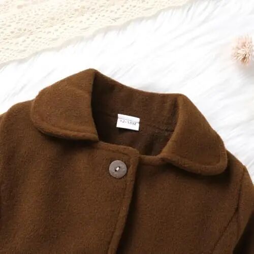 Toddler Baby Girl Coats Kids Thick Cloak Jacket Fall Winter Outwear Clothes | Toddler Pea Coat,Button Down Overcoat,Long Sleeve,Warm Outerwear,Solid Color,Bowknot,Baby Coat,3 Months-3T - 4