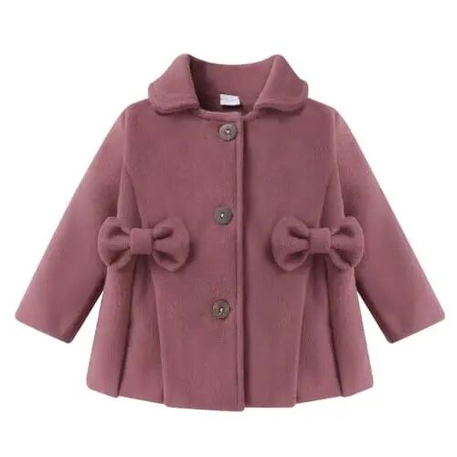 Toddler Baby Girl Coats Kids Thick Cloak Jacket Fall Winter Outwear Clothes | Toddler Pea Coat,Button Down Overcoat,Long Sleeve,Warm Outerwear,Solid Color,Bowknot,Baby Coat,3 Months-3T - JEELLIGULAR