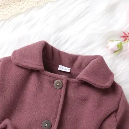 Toddler Baby Girl Coats Kids Thick Cloak Jacket Fall Winter Outwear Clothes | Toddler Pea Coat,Button Down Overcoat,Long Sleeve,Warm Outerwear,Solid Color,Bowknot,Baby Coat,3 Months-3T - 4