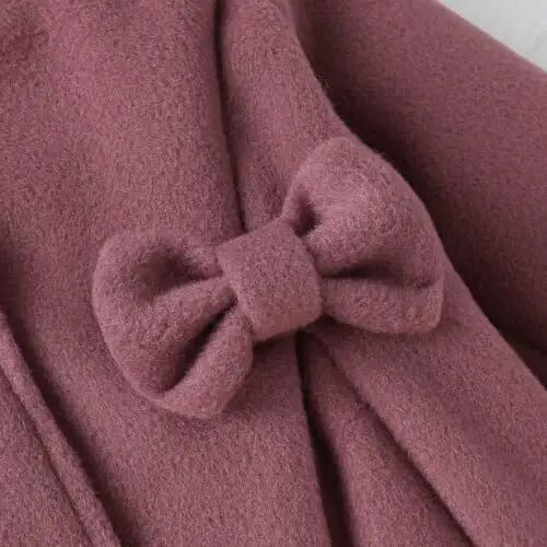 Toddler Baby Girl Coats Kids Thick Cloak Jacket Fall Winter Outwear Clothes | Toddler Pea Coat,Button Down Overcoat,Long Sleeve,Warm Outerwear,Solid Color,Bowknot,Baby Coat,3 Months-3T - 5