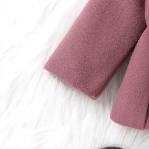 Toddler Baby Girl Coats Kids Thick Cloak Jacket Fall Winter Outwear Clothes | Toddler Pea Coat,Button Down Overcoat,Long Sleeve,Warm Outerwear,Solid Color,Bowknot,Baby Coat,3 Months-3T - 6
