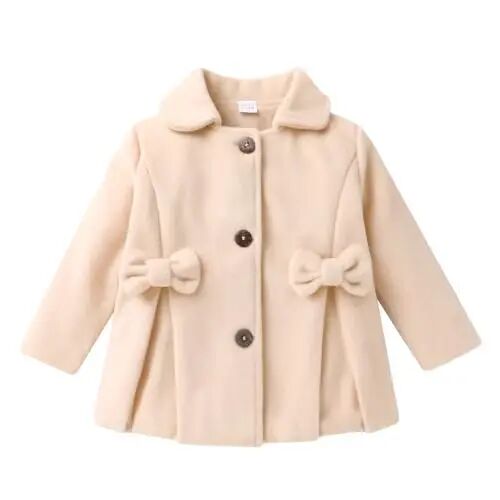 Toddler Baby Girl Coats Kids Thick Cloak Jacket Fall Winter Outwear Clothes | Toddler Pea Coat,Button Down Overcoat,Long Sleeve,Warm Outerwear,Solid Color,Bowknot,Baby Coat,3 Months-3T - 1