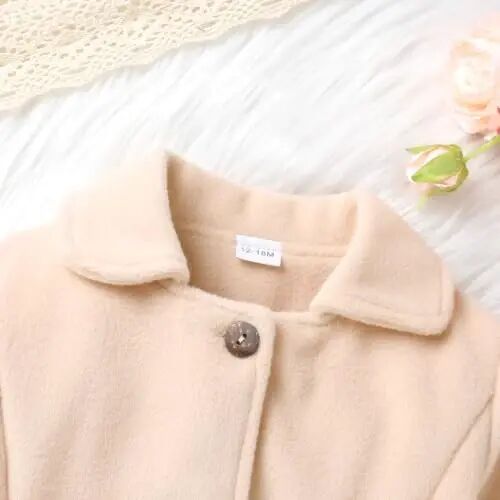 Toddler Baby Girl Coats Kids Thick Cloak Jacket Fall Winter Outwear Clothes | Toddler Pea Coat,Button Down Overcoat,Long Sleeve,Warm Outerwear,Solid Color,Bowknot,Baby Coat,3 Months-3T - 5