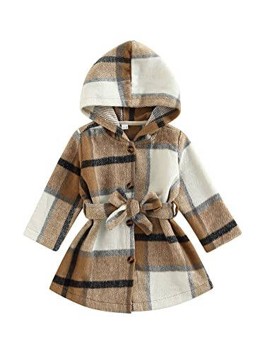 Toddler Baby Girl Dress Coat Long Sleeve Plaid Baby Girl Fleece Jacket Fall Winter Outerwear Outfit - 1