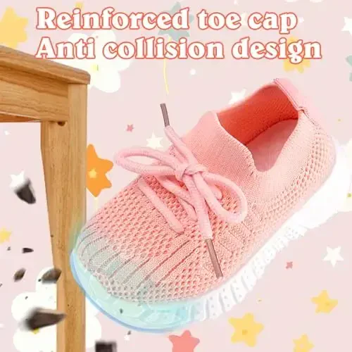 Toddler Baby Girls Boys Tennis White Walking Barefoot Slip on Shoes 18-24 Months Size 5 Wide Toe Box Summer Soft Sole Flexible Dinosaur Cheer Shoes Breathable Outdoor Soccer Rubber Sneakers - 5