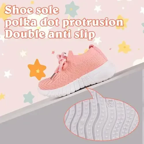 Toddler Baby Girls Boys Tennis White Walking Barefoot Slip on Shoes 18-24 Months Size 5 Wide Toe Box Summer Soft Sole Flexible Dinosaur Cheer Shoes Breathable Outdoor Soccer Rubber Sneakers - 6