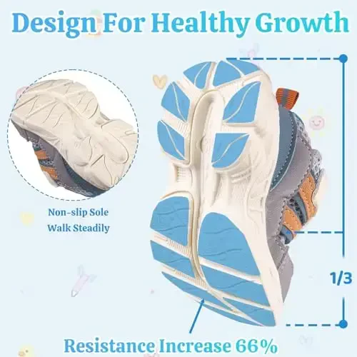 Toddler Baby Girls Boys Tennis White Walking Barefoot Slip on Shoes 18-24 Months Size 5 Wide Toe Box Summer Soft Sole Flexible Dinosaur Cheer Shoes Breathable Outdoor Soccer Rubber Sneakers - 3