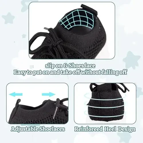 Toddler Baby Girls Boys Tennis White Walking Barefoot Slip on Shoes 18-24 Months Size 5 Wide Toe Box Summer Soft Sole Flexible Dinosaur Cheer Shoes Breathable Outdoor Soccer Rubber Sneakers - 2