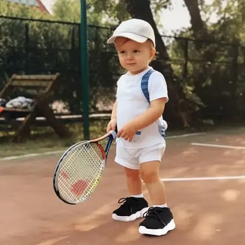 Toddler Baby Girls Boys Tennis White Walking Barefoot Slip on Shoes 18-24 Months Size 5 Wide Toe Box Summer Soft Sole Flexible Dinosaur Cheer Shoes Breathable Outdoor Soccer Rubber Sneakers - 3