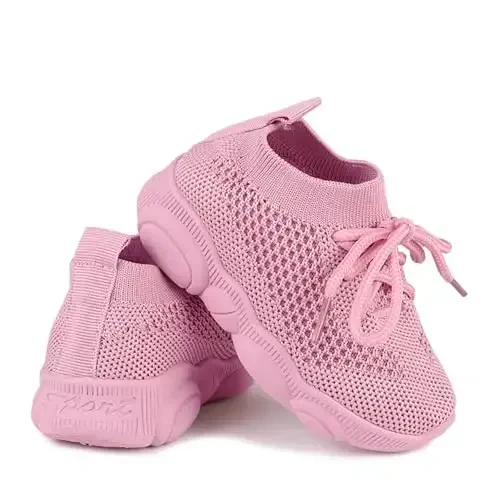 Toddler Baby Girls Boys Tennis White Walking Barefoot Slip on Shoes 18-24 Months Size 5 Wide Toe Box Summer Soft Sole Flexible Dinosaur Cheer Shoes Breathable Outdoor Soccer Rubber Sneakers - CHARROST