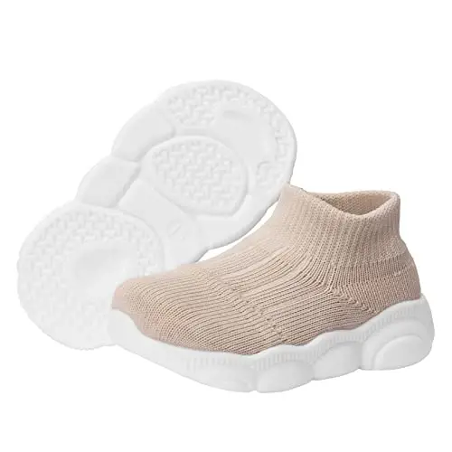 Toddler Baby Girls Boys Tennis White Walking Barefoot Slip on Shoes 18-24 Months Size 5 Wide Toe Box Summer Soft Sole Flexible Dinosaur Cheer Shoes Breathable Outdoor Soccer Rubber Sneakers - 1