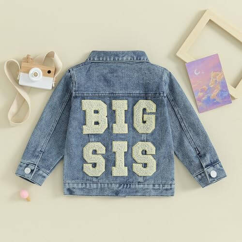 Toddler Baby Girls Denim Jacket Big Lil Sis Matching Set Kids Basic Button Down Denim Jackets Coat Outwear - 3