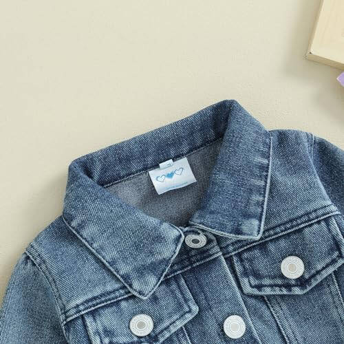 Toddler Baby Girls Denim Jacket Big Lil Sis Matching Set Kids Basic Button Down Denim Jackets Coat Outwear - 4