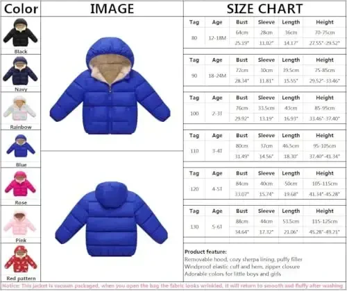 Toddler Baby Hooded Down Jacket Boys Girls Kids Thicken Warm Winter Coat Outerwear 1-7t - 6