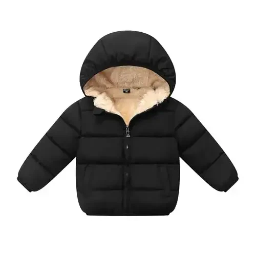 Toddler Baby Hooded Down Jacket Boys Girls Kids Thicken Warm Winter Coat Outerwear 1-7t - KIMJUN
