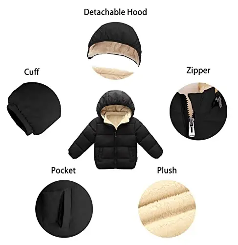 Toddler Baby Hooded Down Jacket Boys Girls Kids Thicken Warm Winter Coat Outerwear 1-7t - 4