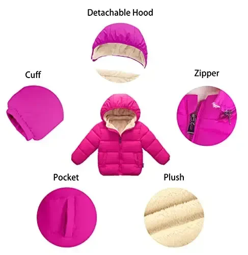 Toddler Baby Hooded Down Jacket Boys Girls Kids Thicken Warm Winter Coat Outerwear 1-7t - 3