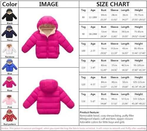 Toddler Baby Hooded Down Jacket Boys Girls Kids Thicken Warm Winter Coat Outerwear 1-7t - 6