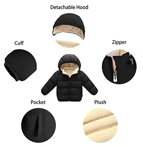 Toddler Baby Hooded Down Kurtka O'g'il bolalar Qizlar Bolalar Qalin Issiq Qishki Palto Ustki kiyim 1-7t - 4