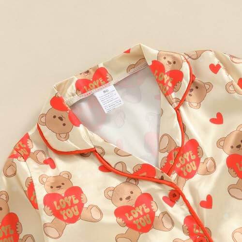 Toddler Baby Kids Satin Pajamas Set, Long Sleeve Button-Down Sleepwear PJs for Girls - 17