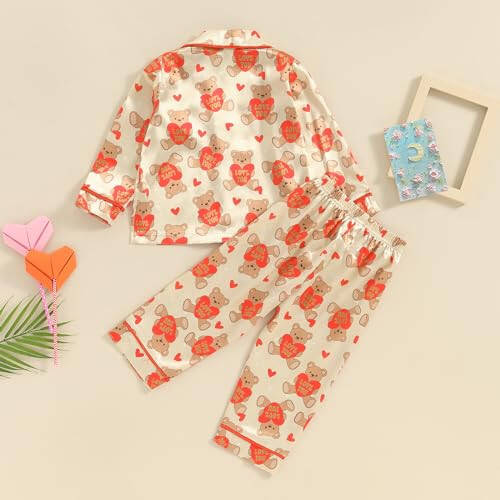 Toddler Baby Kids Satin Pajamas Set, Long Sleeve Button-Down Sleepwear PJs for Girls - 7