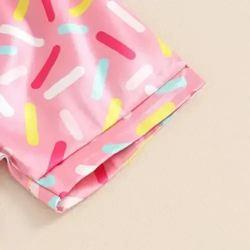 Toddler Baby Kids Satin Yozgi Pijamalar To'plami Qisqa Yengli Tugmali Pijamalar Top Shim 2Pcs Uy Kiyimi Uyqu Kiyimi Pjs - 7