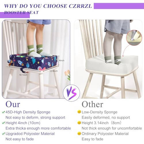 Toddler Booster Seat for Dining Table 45D Cartoon Stronger Support Booster Seat for Dining Table Washable 2 Safer Straps Non-Slip Bottom Portable Booster Chair for Toddlers Kid Baby Eating Travel Home - 5