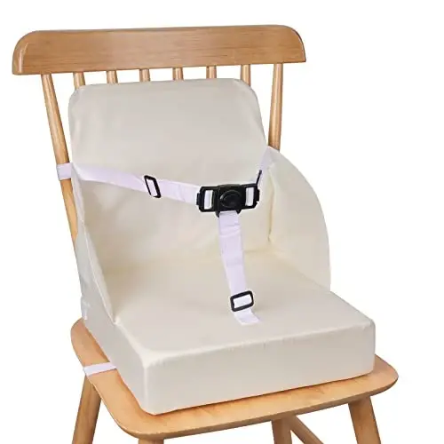Toddler Booster Seat for Dining Table, Booster Seat for Table, 12.6x3.34 Inch Portable High Chair for Travel, HOSEASCA Compact Lightweight Travel Booster Seat with Adjustable Straps for Baby(Beige) - MODAZONE
