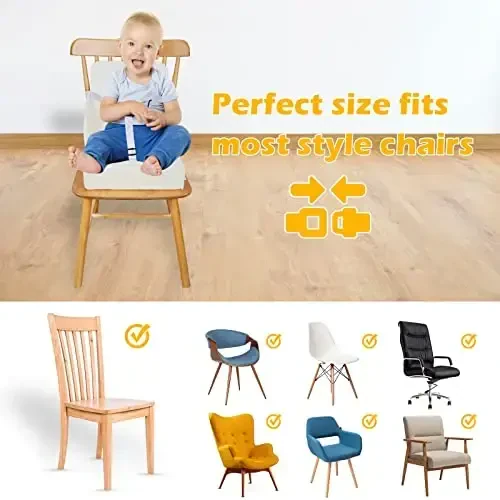 Toddler Booster Seat for Dining Table, Booster Seat for Table, 12.6x3.34 Inch Portable High Chair for Travel, HOSEASCA Compact Lightweight Travel Booster Seat with Adjustable Straps for Baby(Beige) - 7