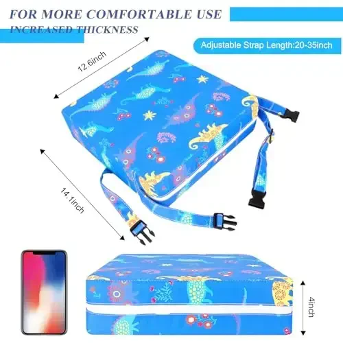 Toddler Booster Seat for Dining Table Cartoon Kuchliroq Qo'llab-quvvatlash Chaqaloq Bolalar uchun Booster O'rindiq Ovqatlanish Stoli uchun Yuviladigan 2 Xavfsizroq Tasmalar Sirpanmaydigan Pastki Qismi Sayohat Uyi uchun Portativ Kattalashtiruvchi Yostiq - MODAZONE (1)