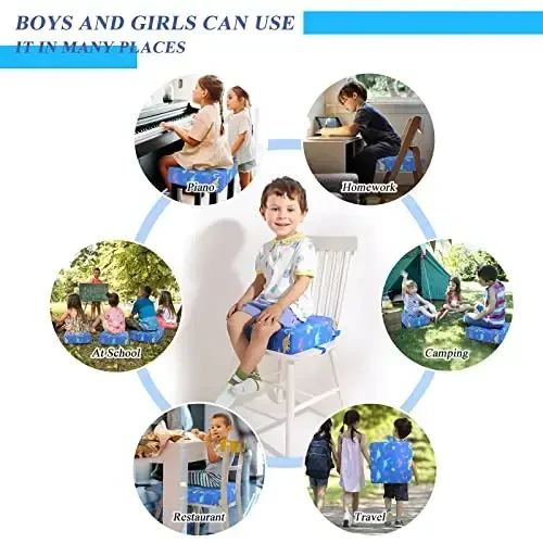 Toddler Booster Seat for Dining Table Cartoon Kuchliroq Qo'llab-quvvatlash Chaqaloq Bolalar uchun Booster O'rindiq Ovqatlanish Stoli uchun Yuviladigan 2 Xavfsizroq Tasmalar Sirpanmaydigan Pastki Qismi Sayohat Uyi uchun Portativ Kattalashtiruvchi Yostiq - 5