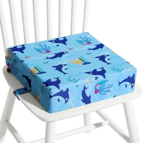 Toddler Booster Seat for Dining Table, Cartoon, Stronger Support, Washable, 2 Safer Straps, Non-Slip Bottom, Portable, Kid Toddler Child Booster Seat for Table for Travel Home 