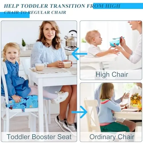 Toddler Booster Seat for Dining Table, Cartoon, Stronger Support, Washable, 2 Safer Straps, Non-Slip Bottom, Portable, Kid Toddler Child Booster Seat for Table for Travel Home - 4
