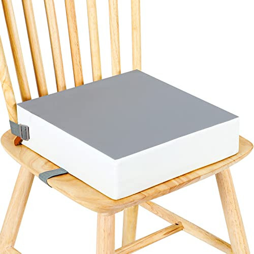 Toddler Booster Seat for Dining Table Chair,Non-Slip Bottom Baby Child Kid Booster Seat for Dining Table,2 Adjustable Straps,Portable Booster Seat for Table Travel Booster Seat for Toddler(Grey+White) - Czrrzl