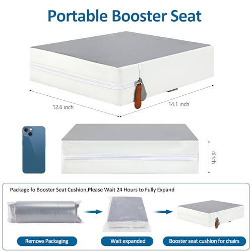 Toddler Booster Seat for Dining Table Chair,Non-Slip Bottom Baby Child Kid Booster Seat for Dining Table,2 Adjustable Straps,Portable Booster Seat for Table Travel Booster Seat for Toddler(Grey+White) - 2