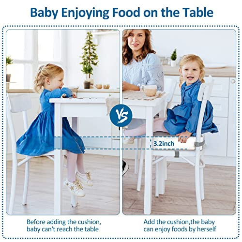 Toddler Booster Seat for Dining Table Chair,Non-Slip Bottom Baby Child Kid Booster Seat for Dining Table,2 Adjustable Straps,Portable Booster Seat for Table Travel Booster Seat for Toddler(Grey+White) - 32