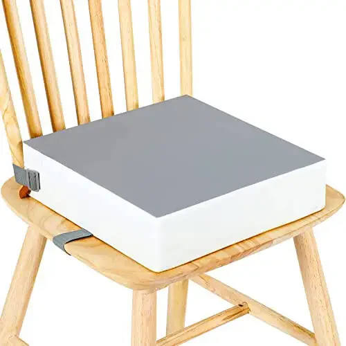 Toddler Booster Seat for Dining Table Chair,Non-Slip Bottom Baby Child Kid Booster Seat for Dining Table,2 Adjustable Straps,Portable Booster Seat for Table Travel Booster Seat for Toddler(Grey+White) - 1