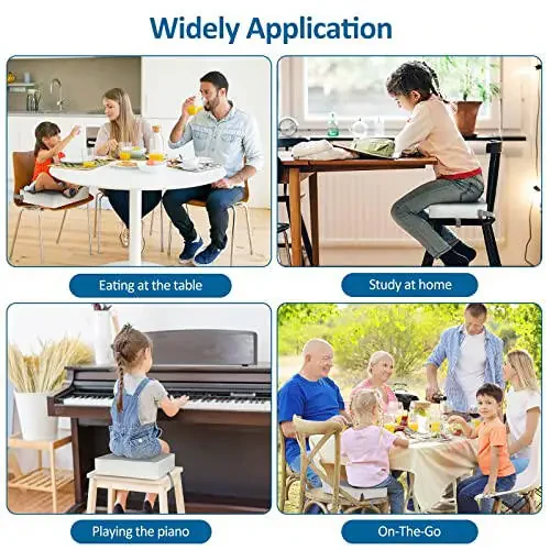 Toddler Booster Seat for Dining Table Chair,Non-Slip Bottom Baby Child Kid Booster Seat for Dining Table,2 Adjustable Straps,Portable Booster Seat for Table Travel Booster Seat for Toddler(Grey+White) - 6